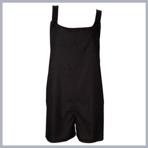 NELLIE Pinnie Playsuit in Black Linen