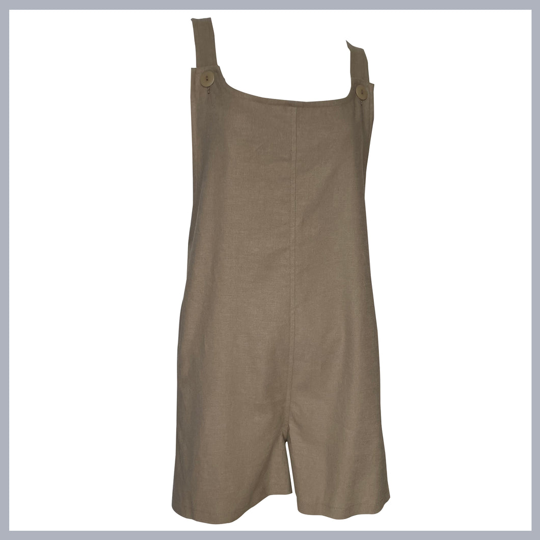 NELLIE Pinnie Playsuit in Mocha Linen